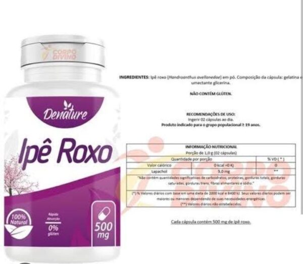 Ipê Roxo 500mg 100 Cápsulas - Denature - Savana